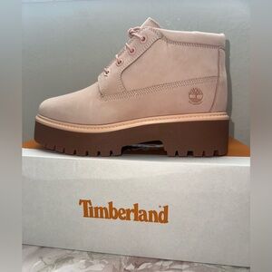 Timberland Stone Street Mid Waterproof Boots Pink Junior’s 7 New